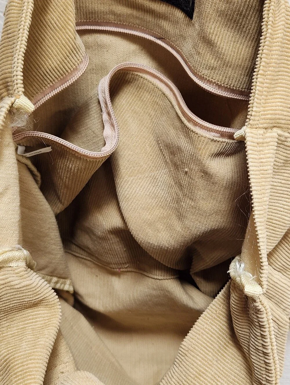 Y2K Tan Corduroy Tote Bag Duel Cargo Style Pockets
